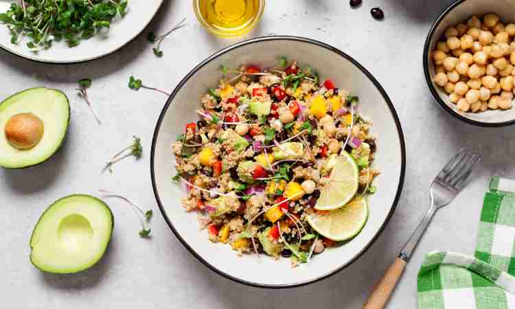 Quinoa and Black Bean Bowl with Salsa and Greek Yogurt